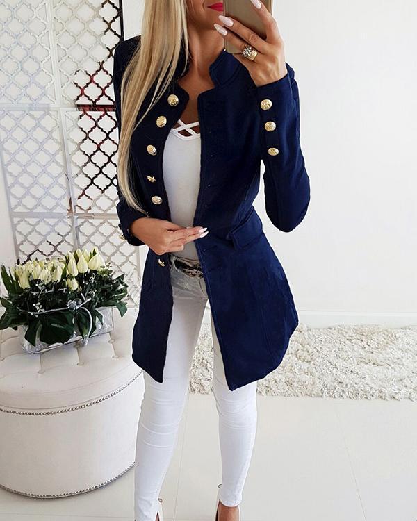 Long-sleeved Buttoned Slim-fit Blazer