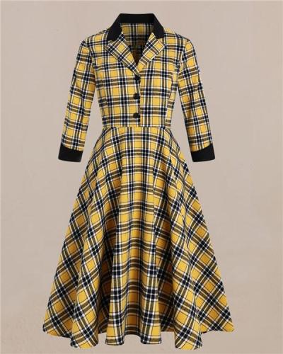 Retro British Plaid Suit with Big Fluffy Dress