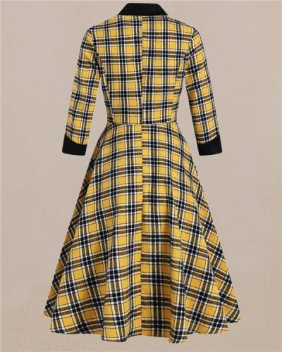 Retro British Plaid Suit with Big Fluffy Dress