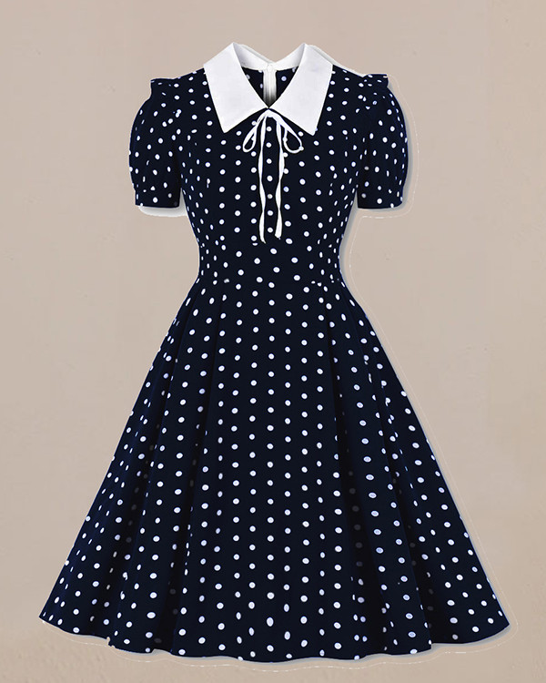 Polka Dot Print Vintage Dress