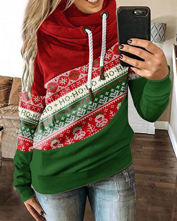 Christmas Contrast Stitching Hoodie