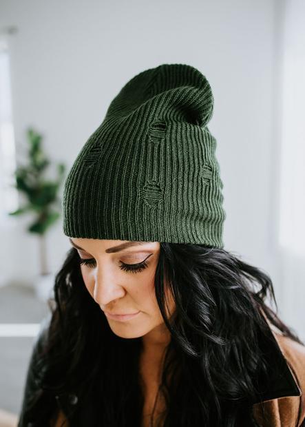 Merritt Distressed Beanie By Lily & Lottie