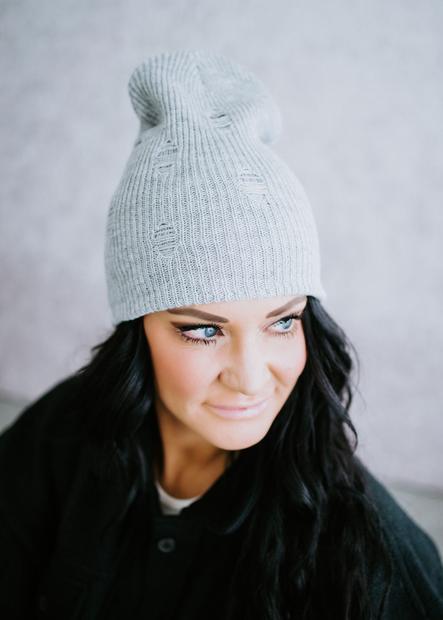 Merritt Distressed Beanie By Lily & Lottie