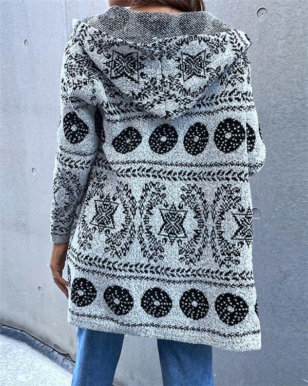 Sweater Print Jacket Retro Ethnic Cardigan