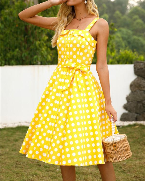 Vintage Polka-dot Dress with Straps