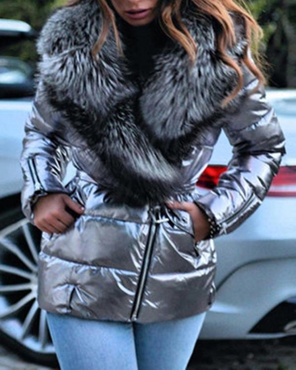 Big Fur Collar Short Long-sleeved Cotton-padded Jacket