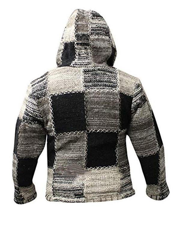 Hooded Color Block Grey Loose Men's Zipper Sweater Cardigan