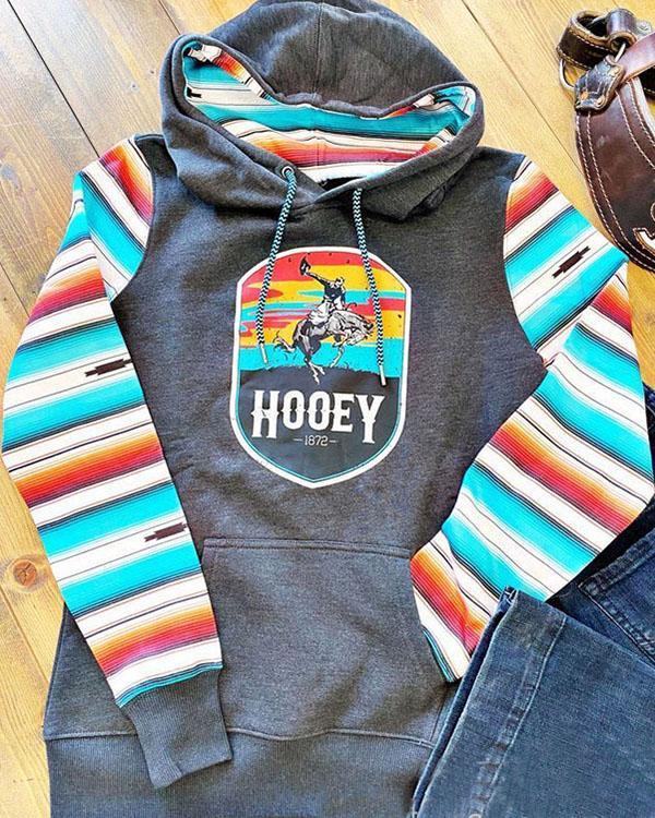 Women's Hooey Casual Contrast Cotton-Blend Plus Fleece Sweatshirt