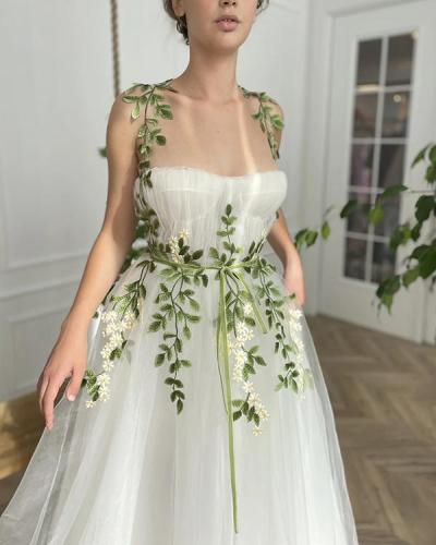Pure White Tube Top Mesh Wedding Dress