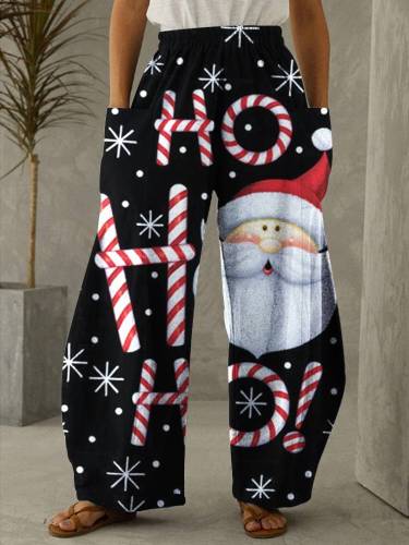 Christmas Santa Claus Print Casual Loose Pants