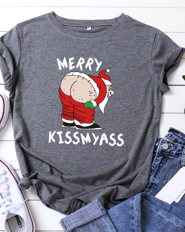 Funny Christmas Printed Casual Short Sleeves T-Shirt