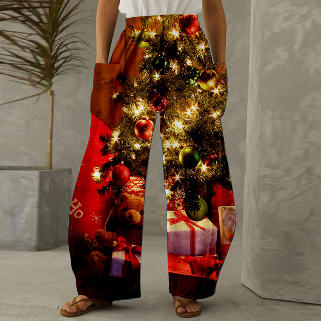 Christmas Series Printed Plus Size Casual Pants