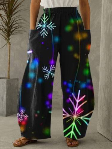 Christmas Snowflake Print Casual Loose Pants