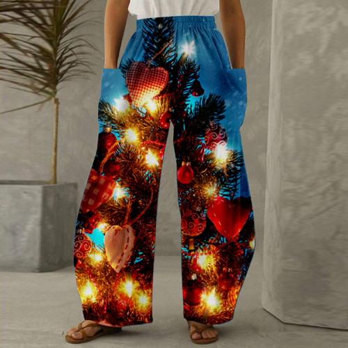 Christmas Series Printed Plus Size Casual Pants