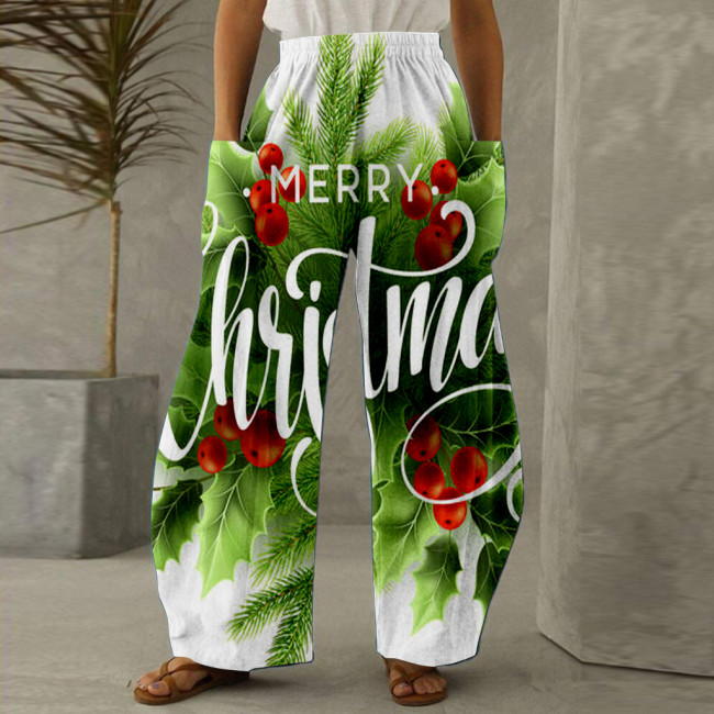 Christmas Series Printed Plus Size Casual Pants