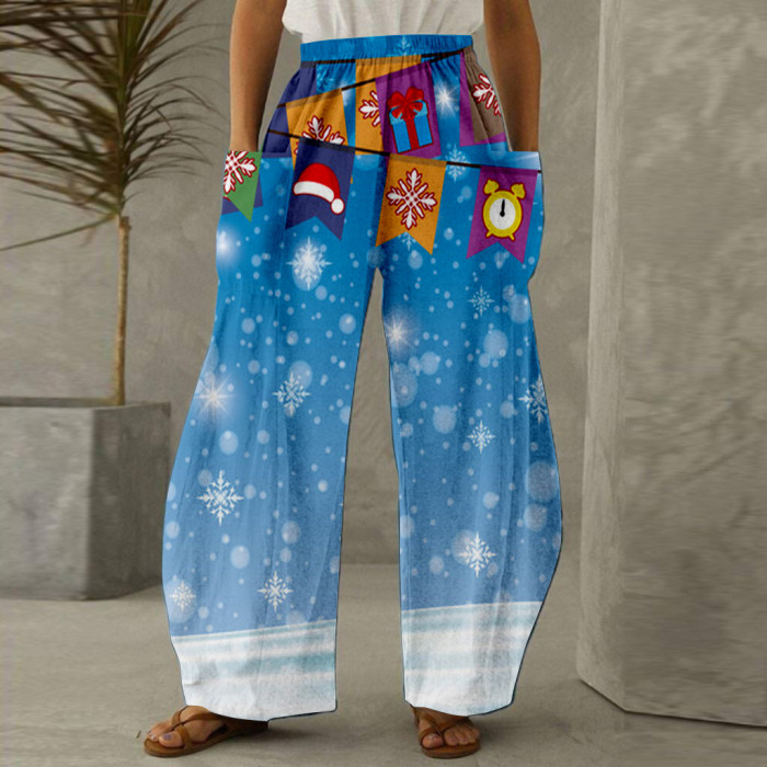 Christmas Series Printed Plus Size Casual Pants