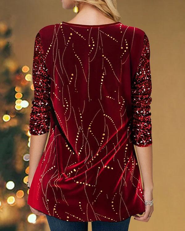 Gorgeous Sparkle Women's Christmas Casual Long Sleeves Tunic Tops