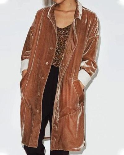 Women'S Retro Velvet Long Sleeve Coat