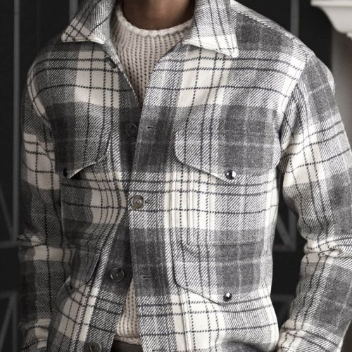 Men's fashion retro casual plaid jacket