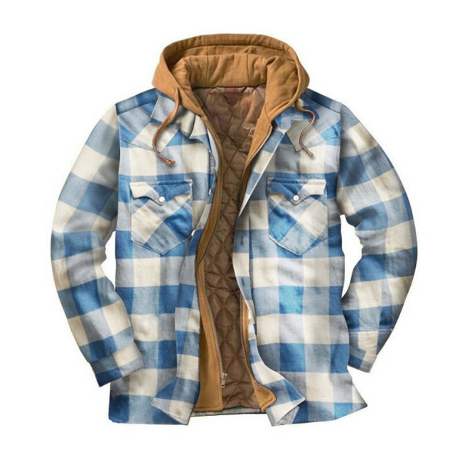 Mens Winter Plaid Thick Casual Jacket