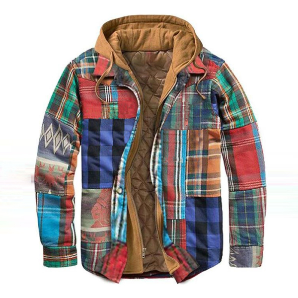 Mens Winter Plaid Thick Casual Jacket