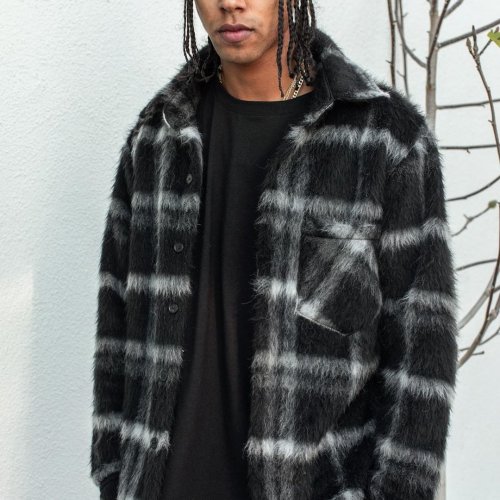 Mens fur check jacket