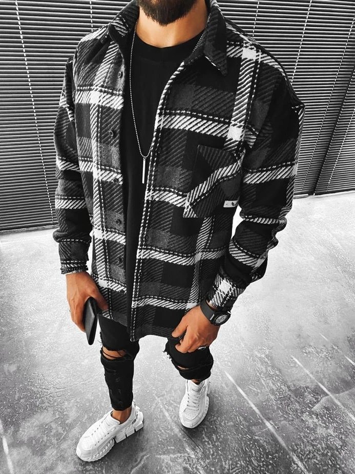 Street Fashion Casual Plaid Texture Jacket