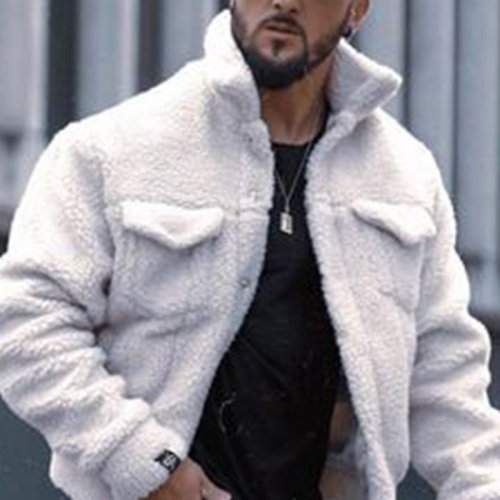 Mens fashionable plush lined casual jacket