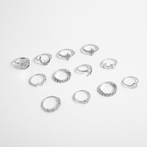 Fashion Star Moon12PCS Ring Set