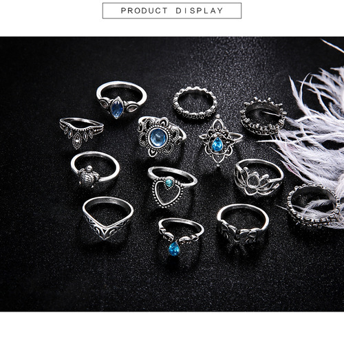 Retro Ethnic Style 13PCS Ring Set