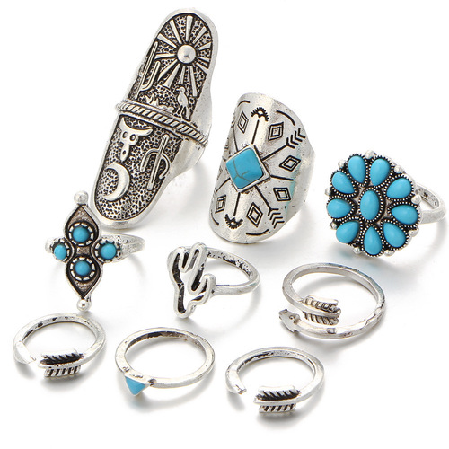 Bohemian Vintage 9PCS  Ring Set