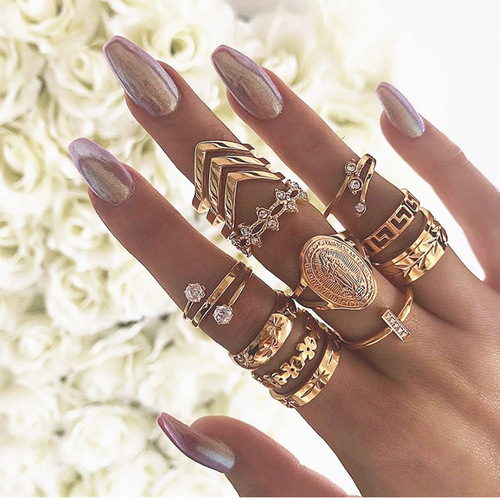 Rhinestone Inlaid Ring 13PCS Ring Set