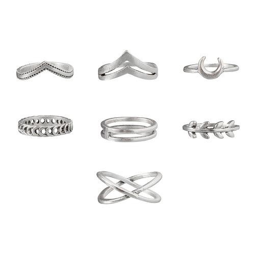 Moon leaves 7PCS Ring Set