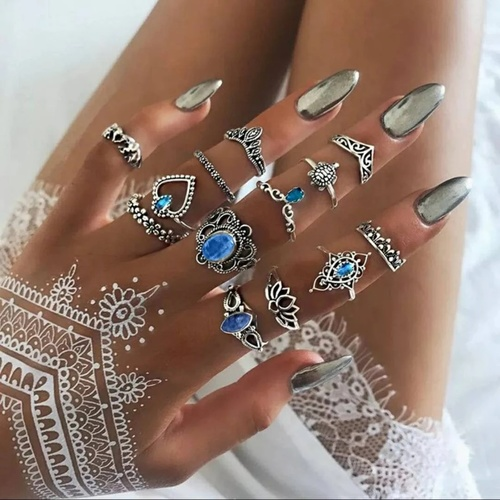 Retro Ethnic Style 13PCS Ring Set