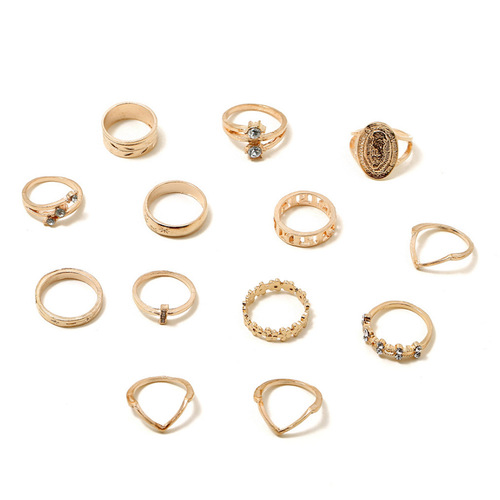 Rhinestone Inlaid Ring 13PCS Ring Set