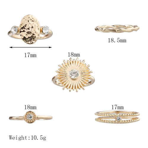 Sun Geometric Pattern 4PCS Ring Set