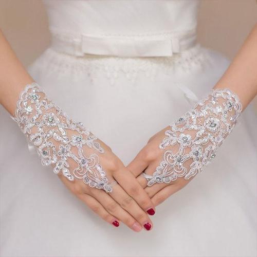 1 Pair Women Lace Fingerless Short Gloves Wedding Bridal Party Goth Prom Accessories