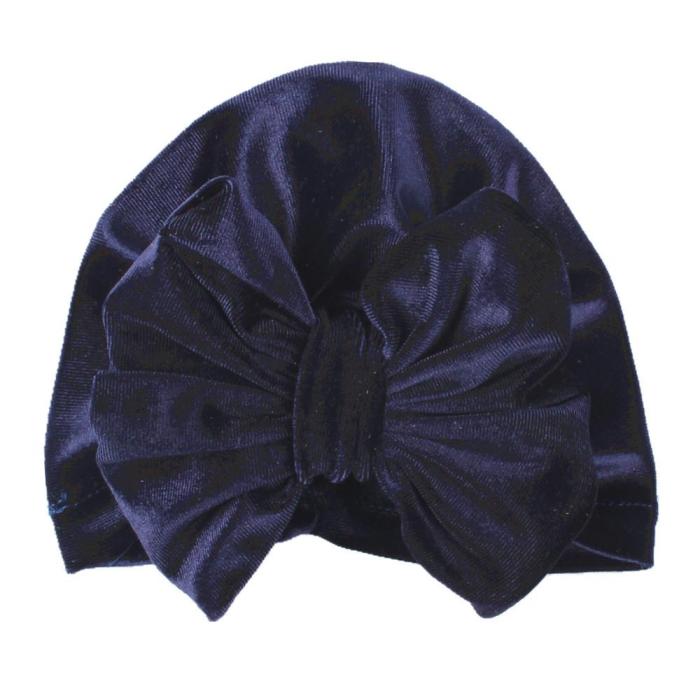 Children's golden velvet Indian hat bow baby hat