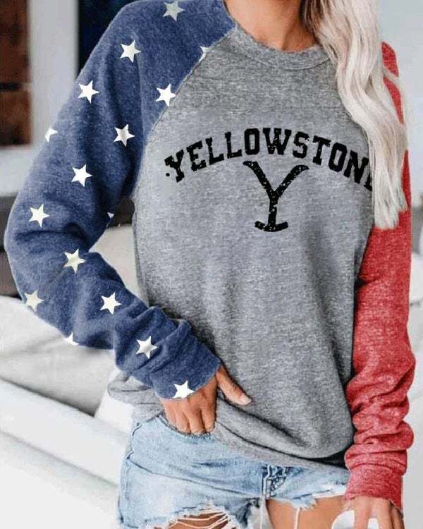 American Flag Yellowstone Dutton Ranch Print Sweatshirt S-3XL