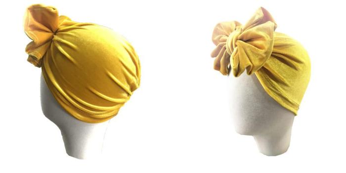 Children's golden velvet Indian hat bow baby hat