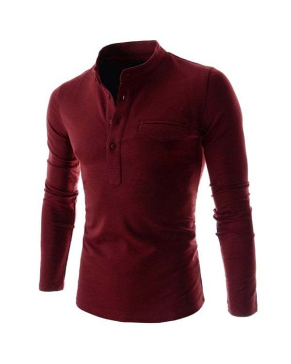 Men's Streetwear False Pocket Stand Collar Cotton Polo Shirt M-XXL