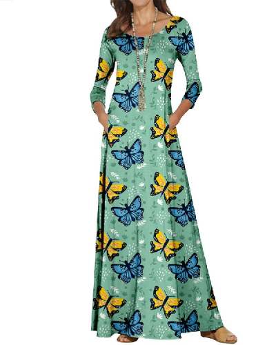 Butterfly 3D Printed Long Dress