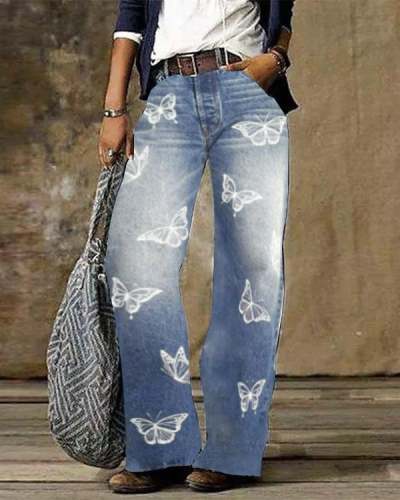 Casual Vintage Butterfly Printed Pants S-5XL