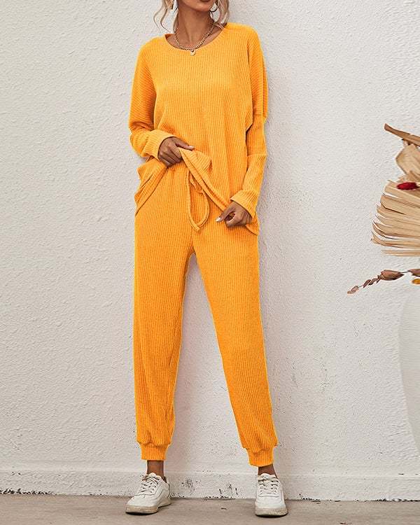 Women's Solid Long-sleeved Loose Casual Suit S-5XL