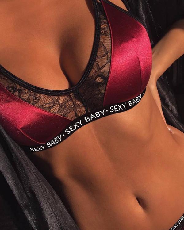 Lace bra set multicolor hollow letters sexy lingerie set