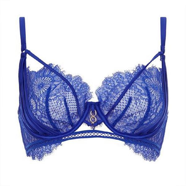 Sexy Blue Lace Detail Bralette & Panties Set
