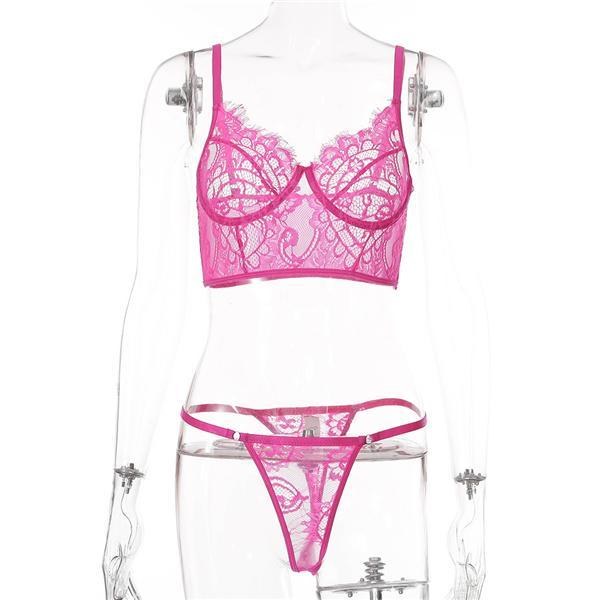 Rose Sexy Lace Detail Bralette & Panties Set