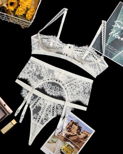 White Lace Detail Bralette & Panties Set