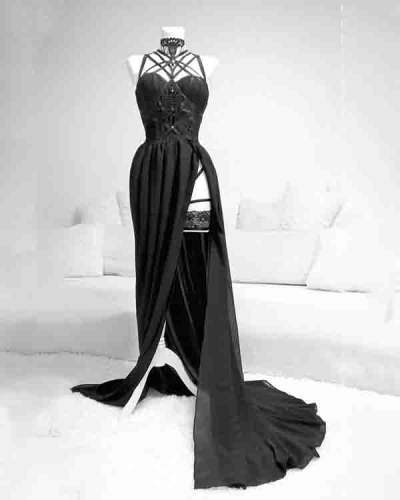 Gothic Chiffon Lace-up Dress