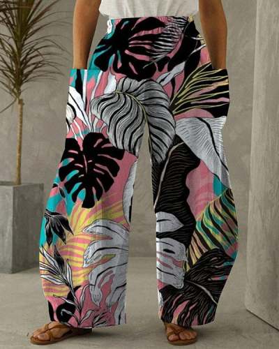 Floral Print Retro Casual Loose Pants S-5XL